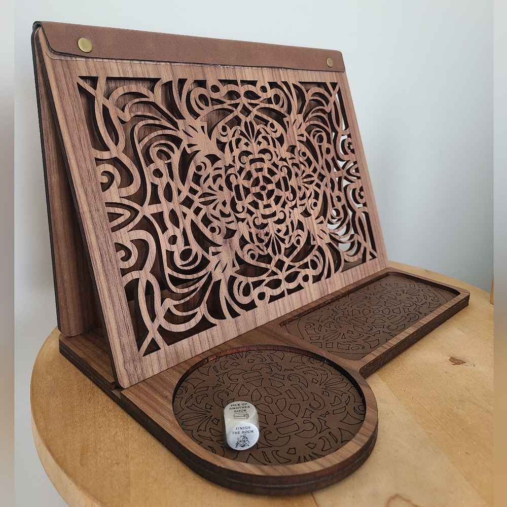 Book Reading Valet Handmade Wood with Die